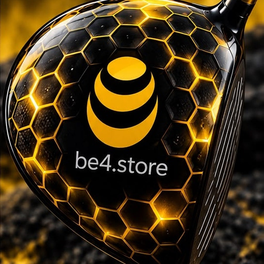 Custom golf driver clubhead close-up — honeycomb branding detail